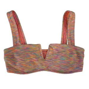 Aerie Space Dye Textured Bikini Bandeau Top Small Mulit Color American Eagle Wom